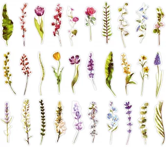 Colorful Flower Bookmarks, 30 PCS (Unknown Flower)