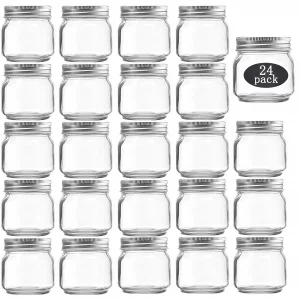 TANGLONG Mason Jars 8 oz Set of 24, Small Glass Jars with Lids For Spice, Jelly, Jam, Honey, Pickles, Wedding Shower Favors