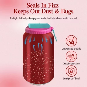 4 Pack Soda Can Lids with Silicone Straw, Reusable Soda Can Covers to Keep Carbonation, Leak-Proof BPA-Free Can Tops for 2.13