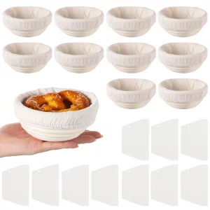 Mini Banneton Basket, Pack of 10 Proofing Basket, Banneton Bread Proofing Basket, Mini Sourdough Banneton Basket, Bakery Baking Bowls With Liners And
