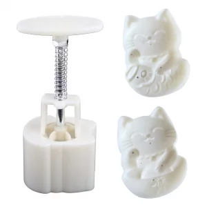 RYUJNDK 50g Lucky For Cats Shape Pastry Press Cookie Stamps Mold Cutter Pastry Tool Baking Accessories, 1 Mold 2 Stamps
