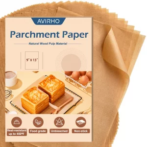 Unbleached Parchment Paper Baking Sheets, 9x13IN Precut Non-Stick Parchment Paper for Baking, Grilling, Air Fryer, Steaming-70 Sheets Unbleached Parc
