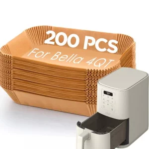 Air Fryer Liners for Bella, Rectangle Air Fryer Liners, Airfryer Liners for Ninja, Air Fryer Accessories 4qt, 200PCs Air Fryer Paper Liners for bella