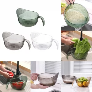 EINCORN Functional Rice Washing Colander Efficient Draining Bowl Practical Sink Basket PET Suitable for Washing Rice