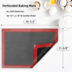 Amyandone Silicone Baking Mat with Microperforated, 2 PCS Perforated Baking Mats/Oven Liners for 13