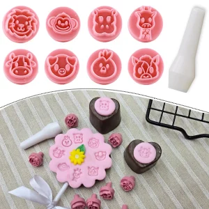 Lefaust Zoo Stamps for Cookies, Pastries, Clay, and Ceramics - Zoo Animals Embossing Candy Stamp, Also Used as Cookie and Brazilian Brigadeiro, 9-Pie