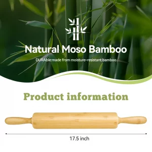 17.5 inch Wooden Rolling Pin for Baking - Long Dough Roller for All Baking Needs