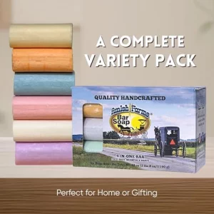 Amish Farms Bar Soap w/All Natural Bentonite Clay (6 Bars) Made in USA, Vegan Moisturizing for Sensitive Skin | Women & Mens Face & Body Bar Bath Soa