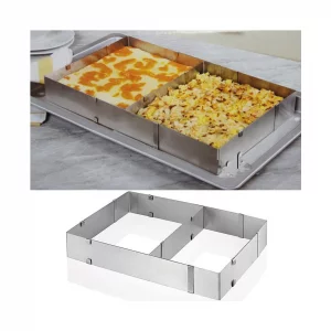 TinLeJa 10 Reach 20 Inch Rectangular Stainless Steel Adjustable Flexible Scalable Mousse Cake Mould Cake Tiramisu Bread Pastry Baking Mould Bakeware 