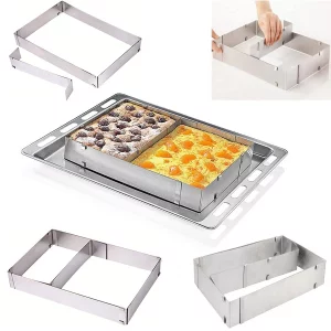 TinLeJa 10 Reach 20 Inch Rectangular Stainless Steel Adjustable Flexible Scalable Mousse Cake Mould Cake Tiramisu Bread Pastry Baking Mould Bakeware 