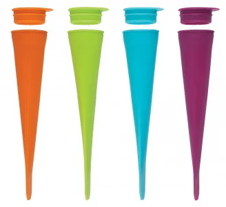 HIC Kitchen Flavor Blast Silicone Ice Pop Makers, Non-Stick, Flexible, Reusable, Set of 4, Makes 4 Ice Pops