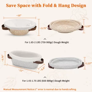Aliggbent 38Pcs Sourdough Bread Baking Supplies - 11'' Oval & 10'' Round Cotton Rope Banneton Bread Proofing Baskets with Liners & Covers, Sourdough 