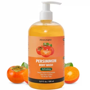 Hoveimpee 16.9 Fl. Oz Persimmon Body Wash for Body Odor Control, Natural Persimmon Soap for Old People Nonenal Soap, Lasting Refreshing Whole Body, A