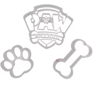 INSPIRED BY PAW PATROL COOKIE CUTTERS. Paw Patrol Childrens Cartoon Characters Badge/Shield, Dog Bone and Puppy Paw Print 3D Printed Cookie Cutters 