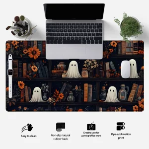 LuckyCow Cute Vintage Gothic Desk Mat Kawaii Dark Academia Desk Pad Medieval Large Flower XXL Mousepad Extended Laptop Computer Keyboard Mat with Sti