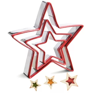 Star Cookie Cutters Set of 3, Stainless Steel Star Shape Cutters for Sandwich Biscuit Fondant Cake Cheese