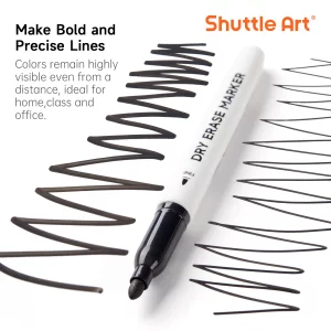 Shuttle Art Black Dry Erase Markers, 60 Pack Magnetic Whiteboard Markers with Erase,Fine Point Dry Erase Markers Perfect For Writing on Whiteboards, 