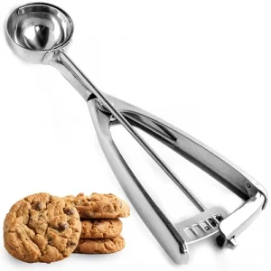 Saffron & Sage Stainless Steel Cookie Scoop - 2 Tbsp Heavy Duty Cookie Dough Scoop, Comfortable Handles with Smooth Spring Action Releases Food Easil