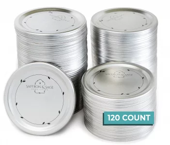 Saffron & Sage Canning Lids Regular Mouth - 120 Count Quality Universal Lids for Ball, Kerr Mason Jars - Good Sealing Performance for a Tight Seal, F
