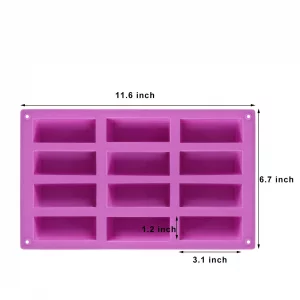 Palksky (2 Pack 12 Cavity Medium Narrow Silicone Rectangle Molds/Molds/Protein Bars mold/Energy Bars Maker for Caramel Bread Loaf Muffin Brownie Corn