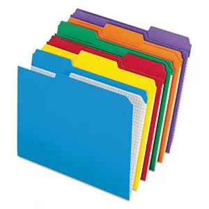 Pendaflex Color File Folders with Interior Grid, Letter Size, Assorted Colors, 1/3 Cut, 100/BX (R152 1/3 ASST)