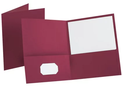 Oxford Two Pocket Folders, Textured Paper, Burgundy, For School, Home, and Office, Letter Size, 25 Per Box (57557)