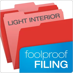 Pendaflex Colored File Folders Letter Size - 100 Pack of 12 Assorted Color Folders for Documents - 1/3-cut Tabs.