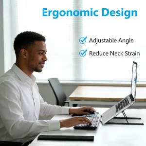 GcwJovialite Laptop Stand, Ergonomic Adjustable 7-Level Aluminum Riser, Portable Foldable Ventilated Cooling Desk Stand for 10-17 MacBook, Notebook 
