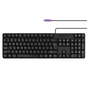 M MC Saite MCSaite Wired PS2 104 Keys Computer Keyboard with Stands,Black,Waterproof - US Layout Compatible for Windows, PC, Laptop