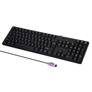 M MC Saite MCSaite Wired PS2 104 Keys Computer Keyboard with Stands,Black,Waterproof - US Layout Compatible for Windows, PC, Laptop