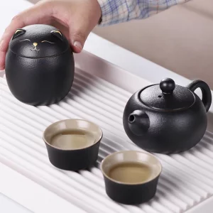 Angoily Ceramic Jar 160ml Food Storage Container Japanese Lucky Cat Maneki Canister Tea Jar With Lid for Coffee Candy Chocolate Sugar Spices Black Bu