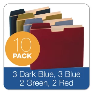Pendaflex Globe-Weis/Pendaflex File Folder Pockets, 150 Sheet Capacity, Letter Size, Double Top, 1/3 Cut Tabs, Assorted Colors, 10 Pack (FP153L10 ASS
