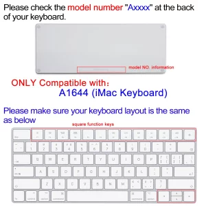 SANFORIN Keyboard Cover Skin for Apple iMac Magic Keyboard 2nd Gen MLA22LL/ A (Model: A1644), Silicone Skin Protector with Big Letter Design, US Layo