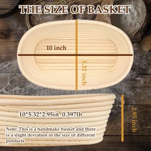 Sondiko Oval Sourdough Proofing Basket 2 Pack, Handmade Sourdough Bread Baking Supplies, Banneton Bread Proofing Basket with Proofing Cloth Liner for