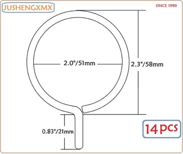 Curtain Rings, 14 Pieces with Eyelet - 2.3