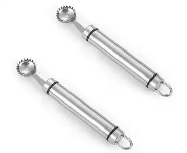 2Pcs Silver Stainless Steel Strawberry Huller Multi-Function Stainless Corer and Pitter Remover for Strawberry, Vegetable and Fruit Corer Practical K
