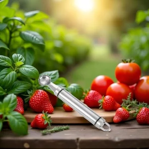 2Pcs Silver Stainless Steel Strawberry Huller Multi-Function Stainless Corer and Pitter Remover for Strawberry, Vegetable and Fruit Corer Practical K