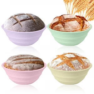 Ycgcp 4Pcs Silicone Banneton Bread Proofing Baskets, 9