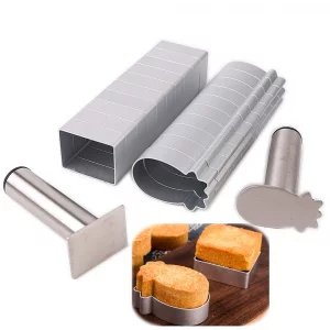 LoBake 2 Units Pineapple and Rectangle Aluminium Cookie Biscuit Mold with Stainless Steel Press Stamp Fondant Fruit Vegetable Cutter Set Mini Cake Mo