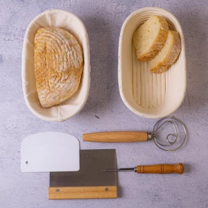 KOLNAMDINH Banneton Bread Proofing Basket, Set 2 Size Sourdough Starter Kit, Sourdough Bread Baking Supplies, Bread Making Supplies Tools (Ovan)