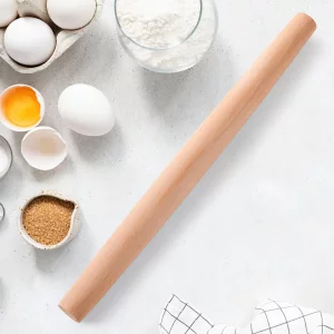 French Rolling Pin (18.92Inches) -WoodenRoll Pin for Fondant, Pie Crust, Cookie, Pastry, Dough -Tapered Design & Smooth Construction - Essential Kitc