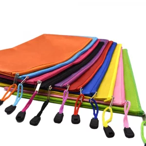 Renashed 10Pcs A4 Waterproof Zipper File Bags Football Pattern Office Document Bags Students Files Category Bag 10 Color