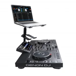 ProX Live Performance Gear Adjustable Laptop Stand for DJ s, Professional Notebook Computer Holder, Height Adjustable, Black Pioneer, Denon, Numark, 