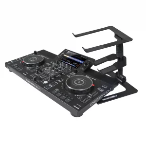 ProX Live Performance Gear Adjustable Laptop Stand for DJ s, Professional Notebook Computer Holder, Height Adjustable, Black Pioneer, Denon, Numark, 