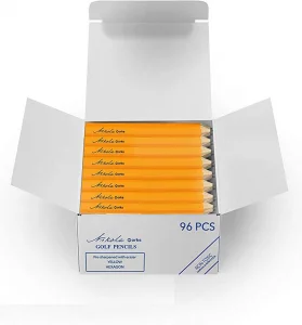 Nikola Works Mini Golf Pencils Without Erasers - 96 Count - Classic Pre-Sharpened #2 HB American Pew Pencils Standard Hex Shaped Bulk Pack