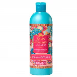 Tesori dOriente Ayurveda Body Wash & Bubble Bath, 17.5 fl oz, Gentle, Hydrating Shower Gel with Amla Oil & Vitamin-E, Warm Patchouli Citrus Scented,