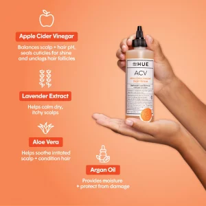 dpHUE Apple Cider Vinegar Hair Rinse, 2 oz - Shampoo Alternative, Scalp Cleanser & Post Workout Rinse - Removes Buildup & Sweat - Protects Natural Ha
