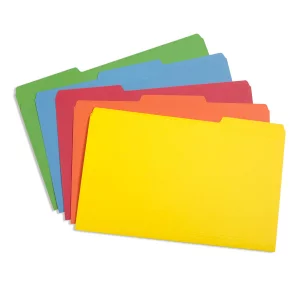 Blue Summit Supplies Colored File Folders Legal Size, 1/3 Cut Tab, Great for Organizing and Easy File Storage, 100 Per Box