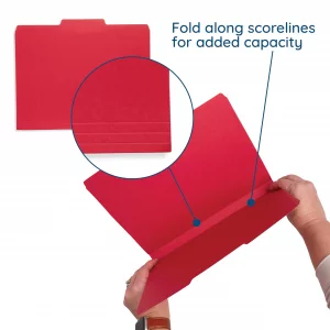 Blue Summit Supplies Red File Folders - Letter Size, 1/3 Cut Tabs, Durable 11pt Paper, Uncoated Red, Office & Home Organization