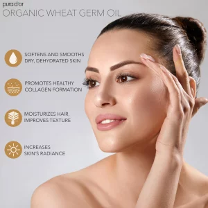 PURA D'OR 16 Oz ORGANIC Wheat Germ Oil - 100% Pure & Natural USDA Certified Cold Pressed Carrier Oil - Vitamin E Rich, Moisturizing & Nourishing Anti